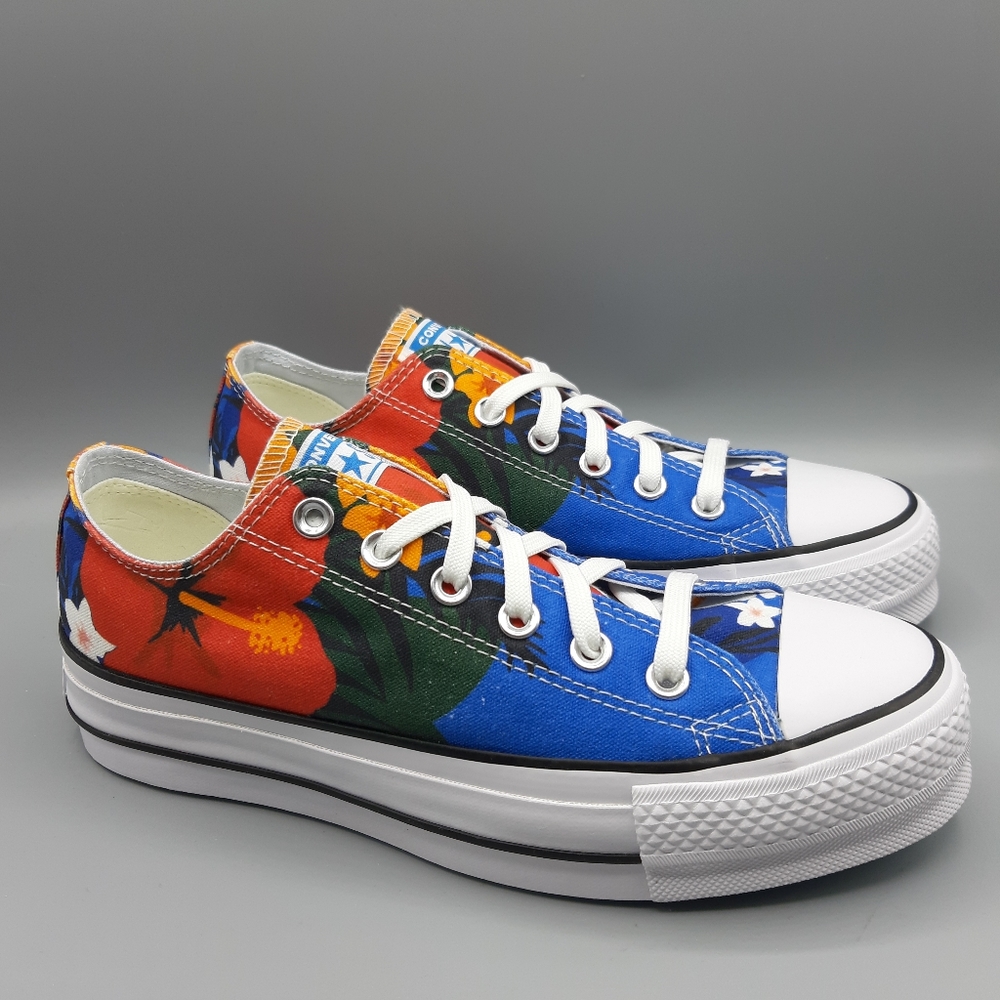 Converse All Star Lift Ox Platform Flowers Floral Hawaii Women's 8.5, worn once